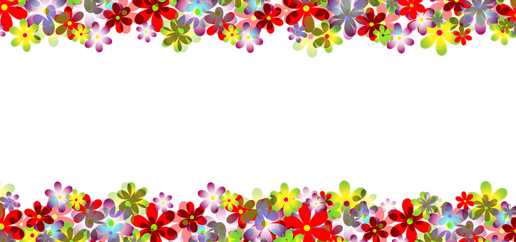 Colorful Floral Border Black Background