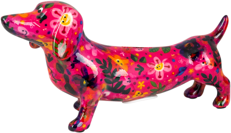 Colorful Floral Dachshund Figurine