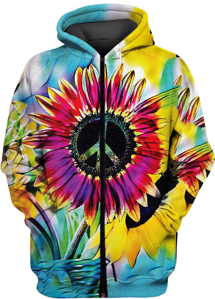 Colorful Floral Peace Sign Hoodie