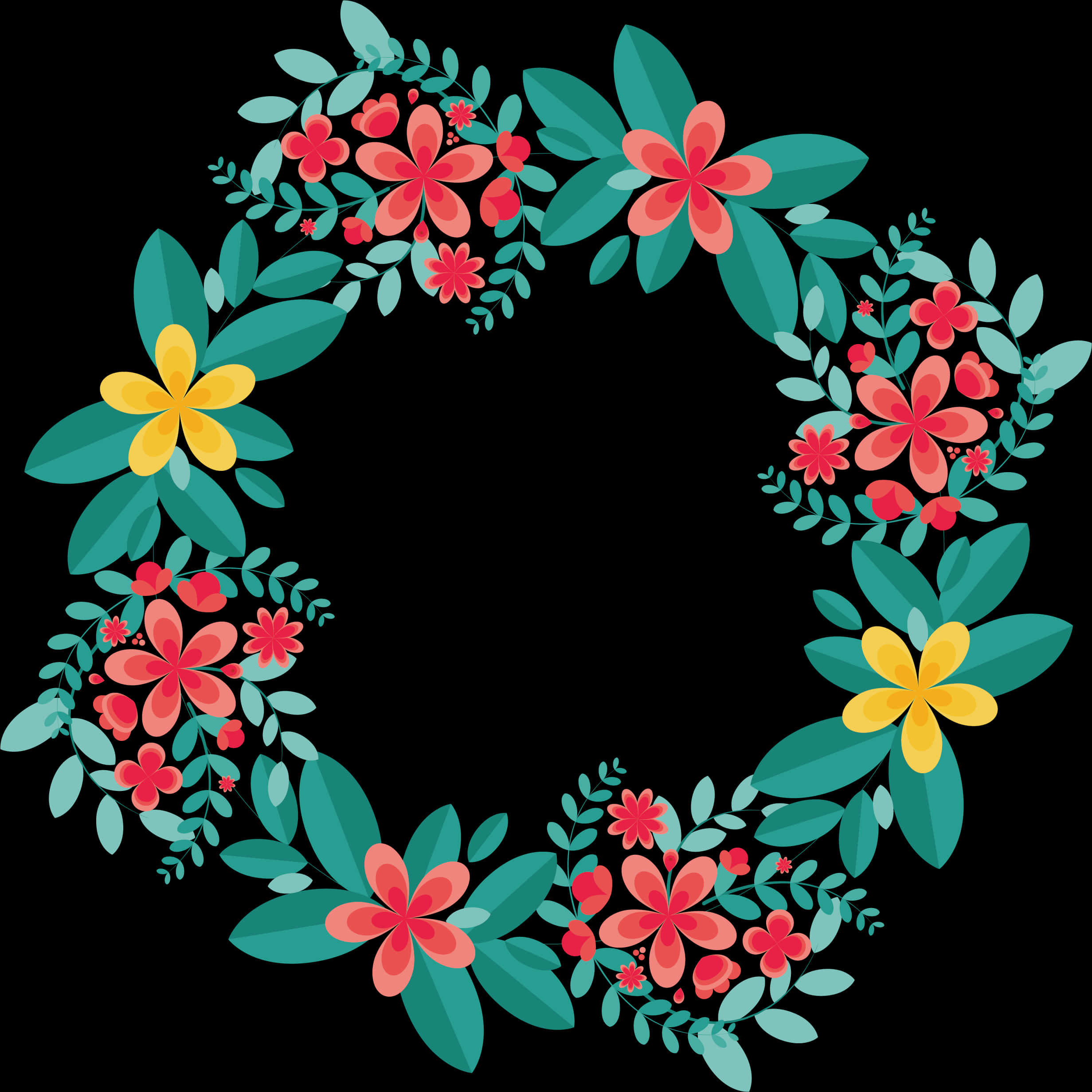 Colorful_ Floral_ Wreath_ Vector