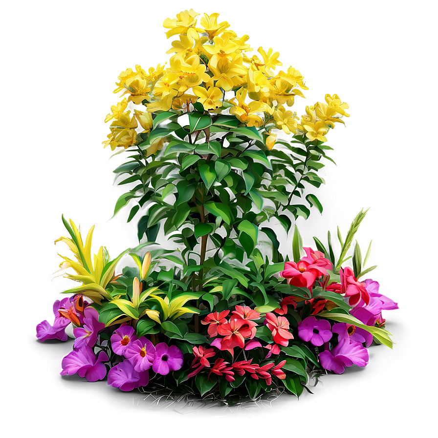 Colorful Flower Bush Png 10