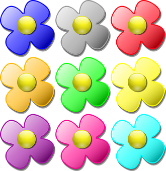 Colorful Flower Icons Set