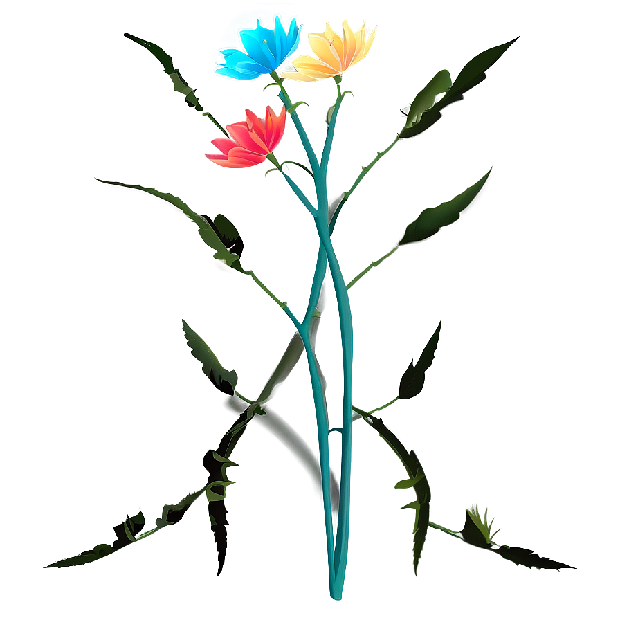 Colorful Flower Stem Png Sqk64