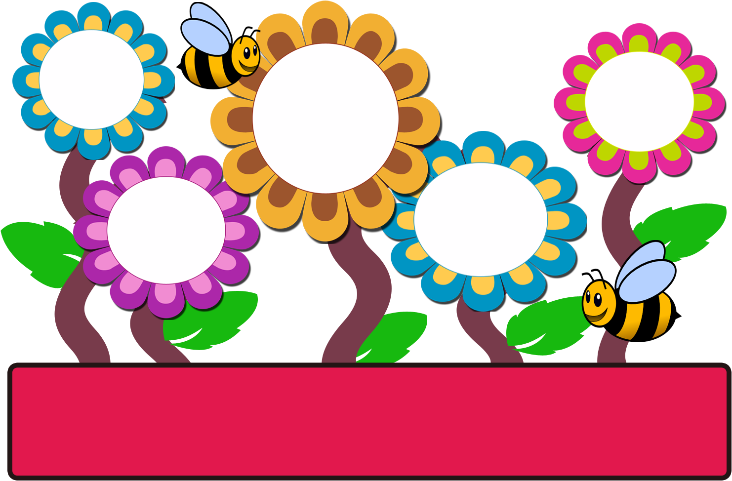 Colorful Flowersand Bees Graphic