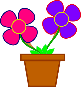 Colorful Flowersin Pot Vector Illustration