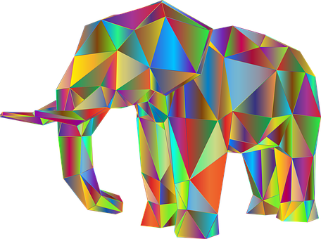 Colorful Geometric Elephant Art