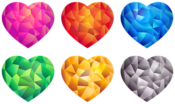 Colorful Geometric Hearts