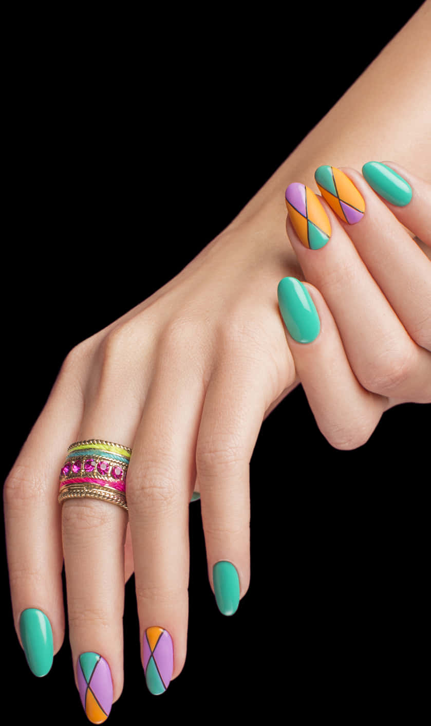 Colorful Geometric Nail Art