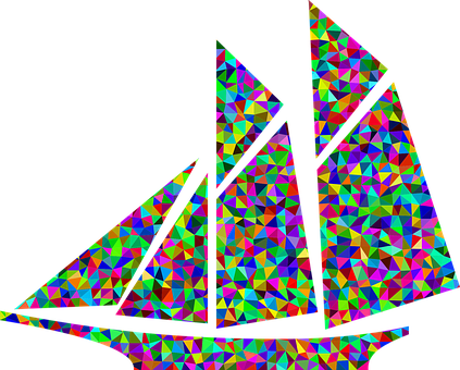 Colorful Geometric Sailboat Art