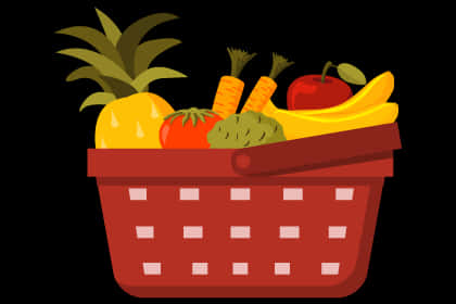 Colorful Grocery Basket Fruits Vegetables