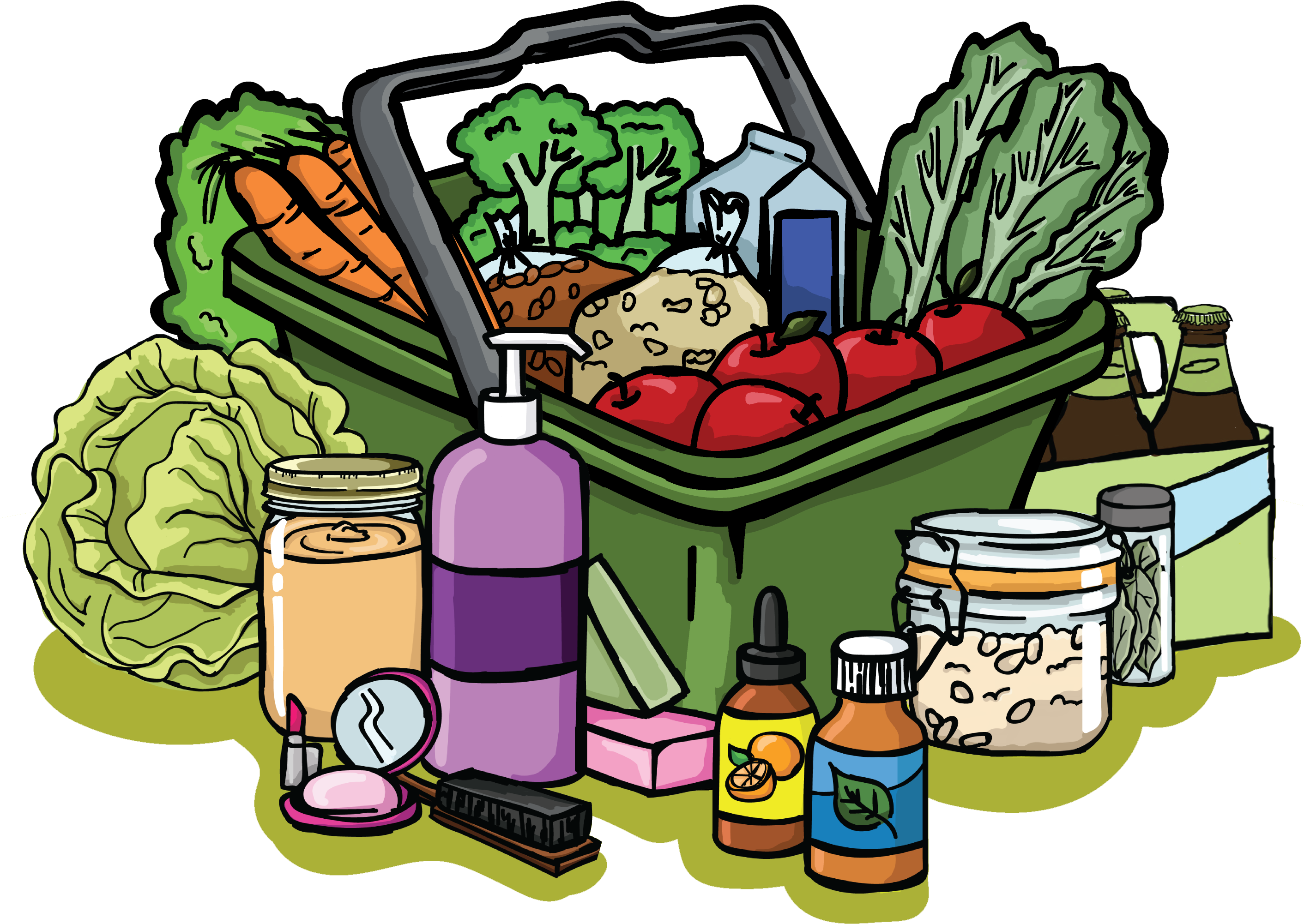 Colorful Grocery Shopping Illustration