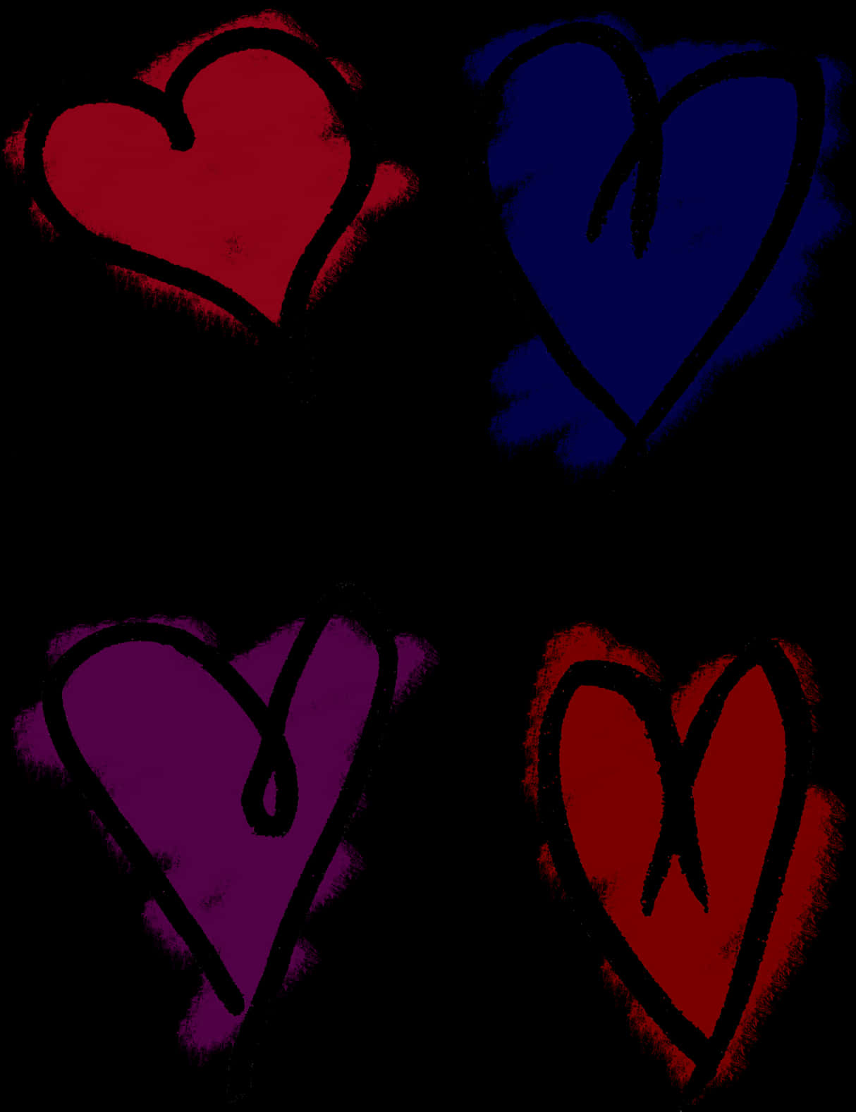 Colorful Hand Drawn Hearts