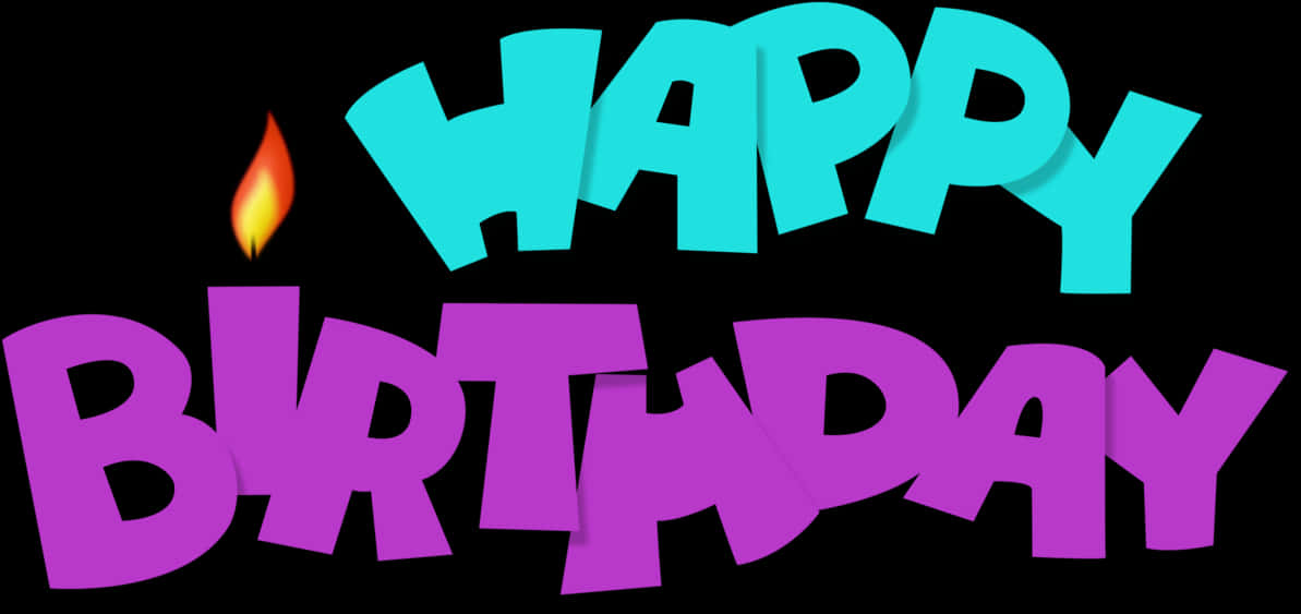 Colorful_ Happy_ Birthday_ Text_with_ Flame