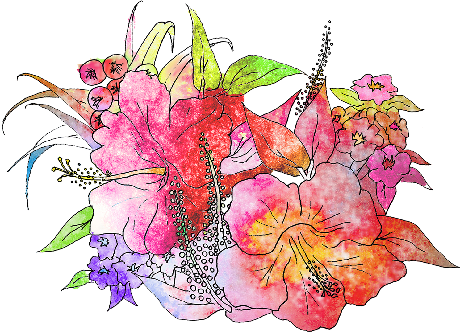 Colorful Hawaiian Floral Artwork