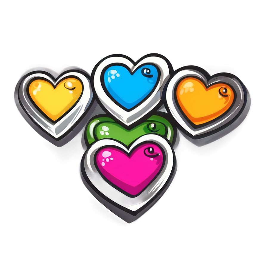 Colorful Heart Doodle Png Fvw