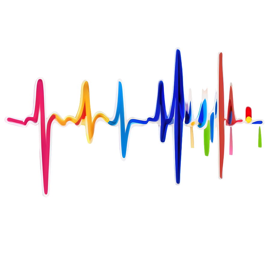 Colorful Heartbeat Line Png 06292024