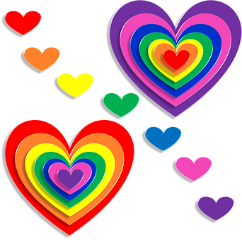 Colorful Hearts Black Background