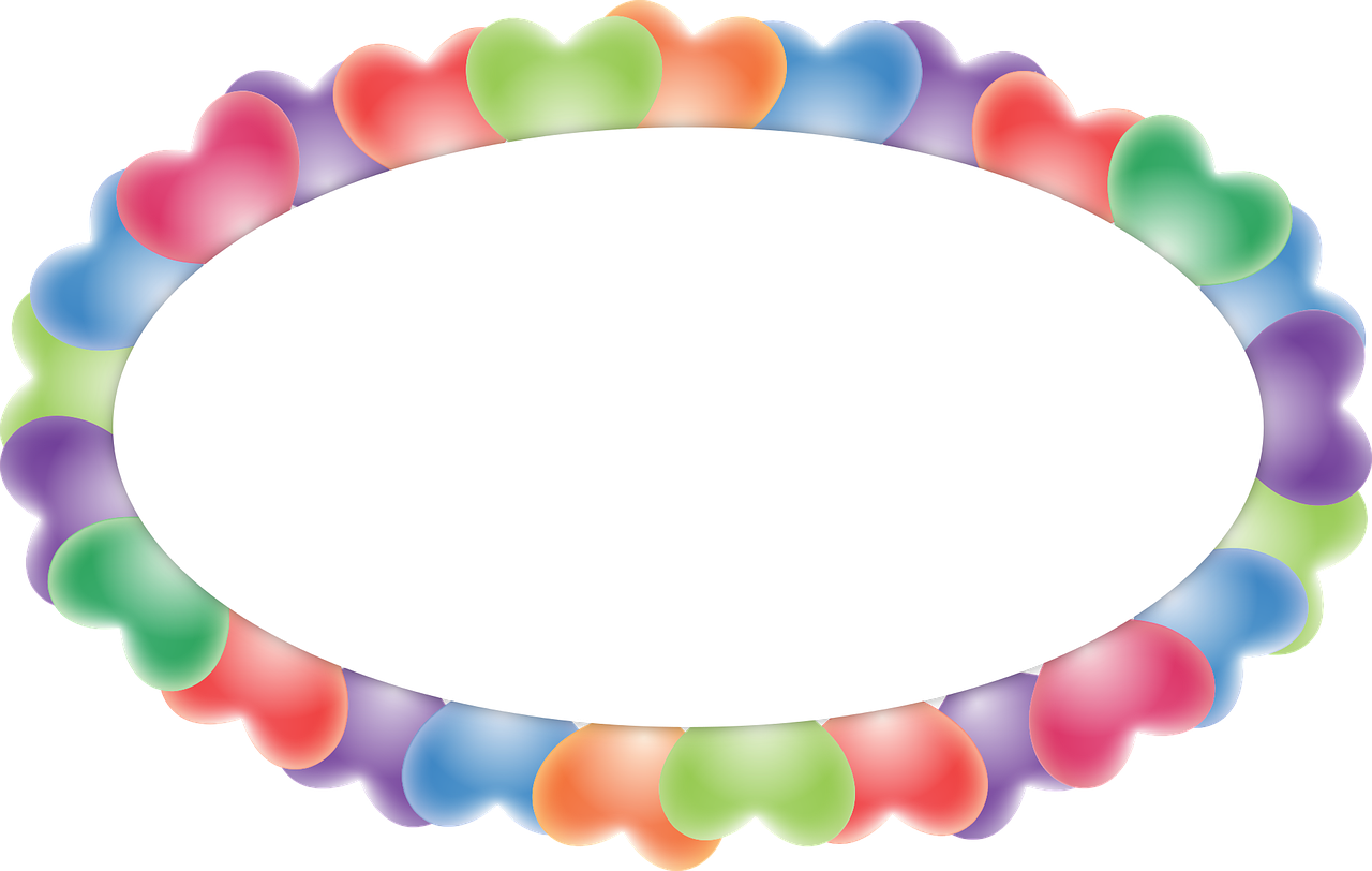 Colorful Hearts Oval Frame