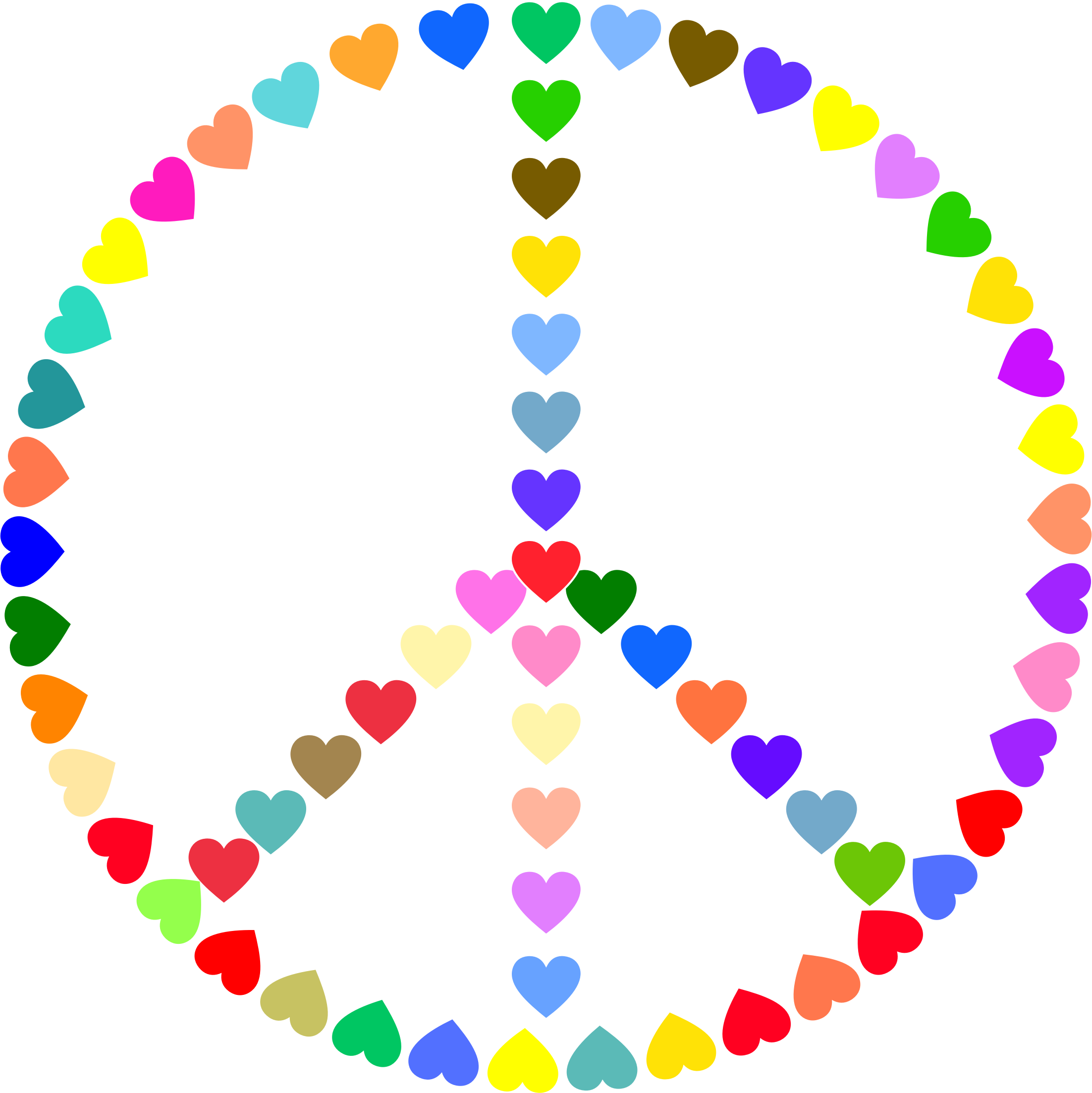 Colorful Hearts Peace Symbol