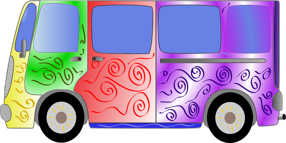 Colorful Hippie Van Illustration