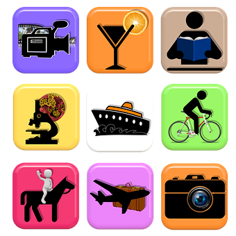 Colorful Hobby Icons Set