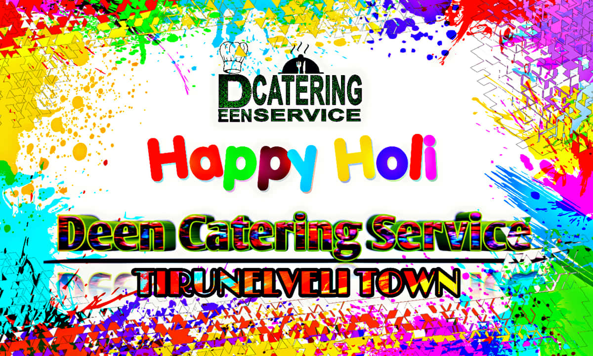 Colorful Holi Celebration Banner Deen Catering Service