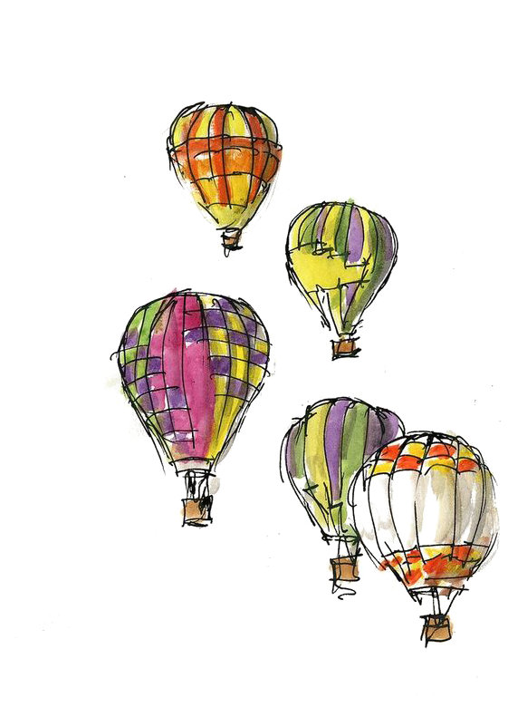 Colorful Hot Air Balloons Sketch