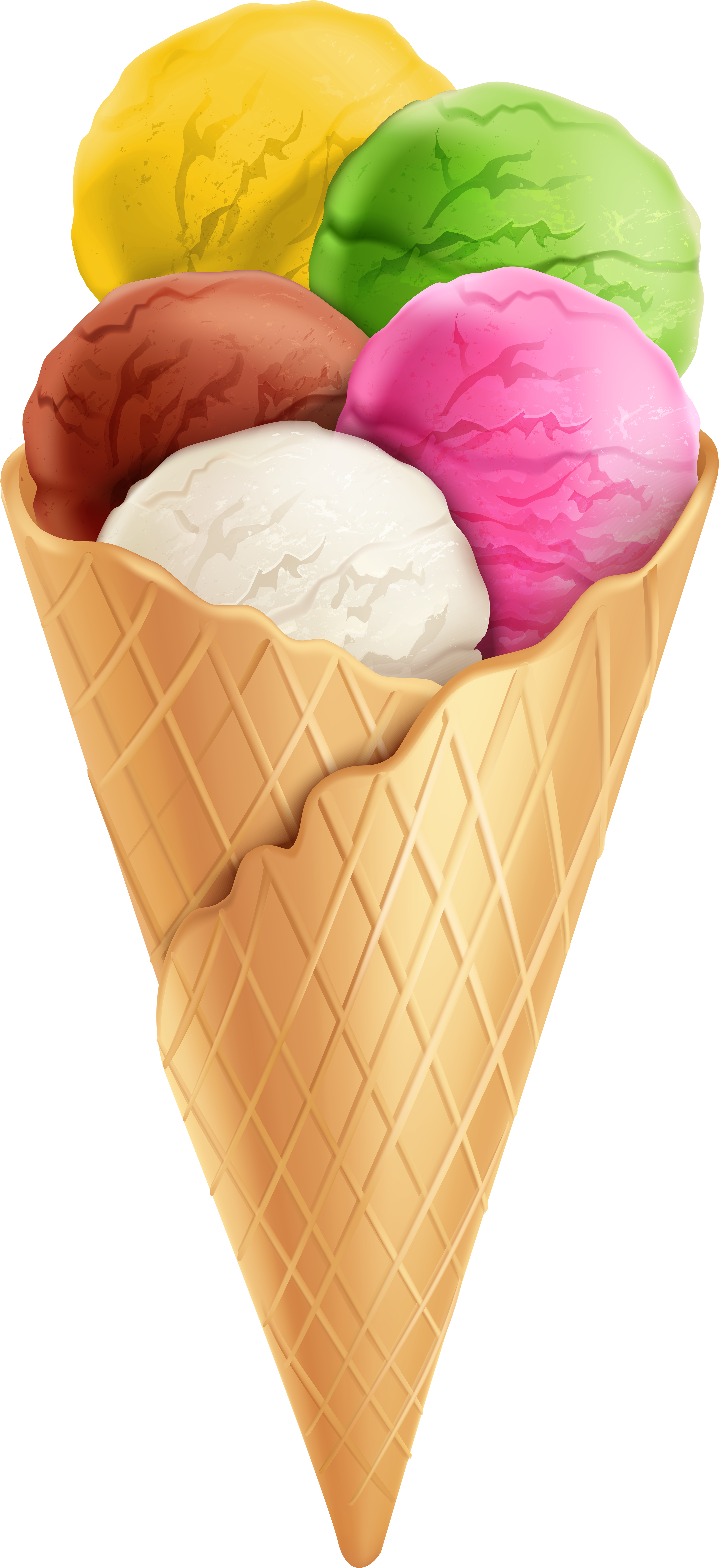 Colorful Ice Cream Scoopsin Cone