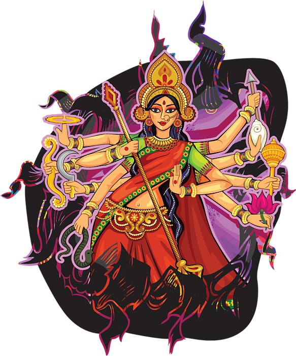 Colorful Illustrationof Goddess Durga