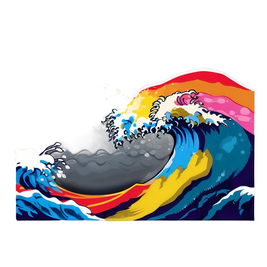 Colorful Japanese Wave Art Png 98