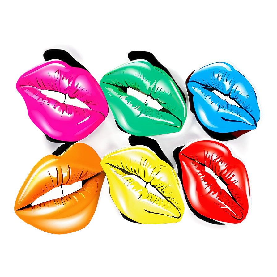 Colorful Kissy Lips Png Uhq