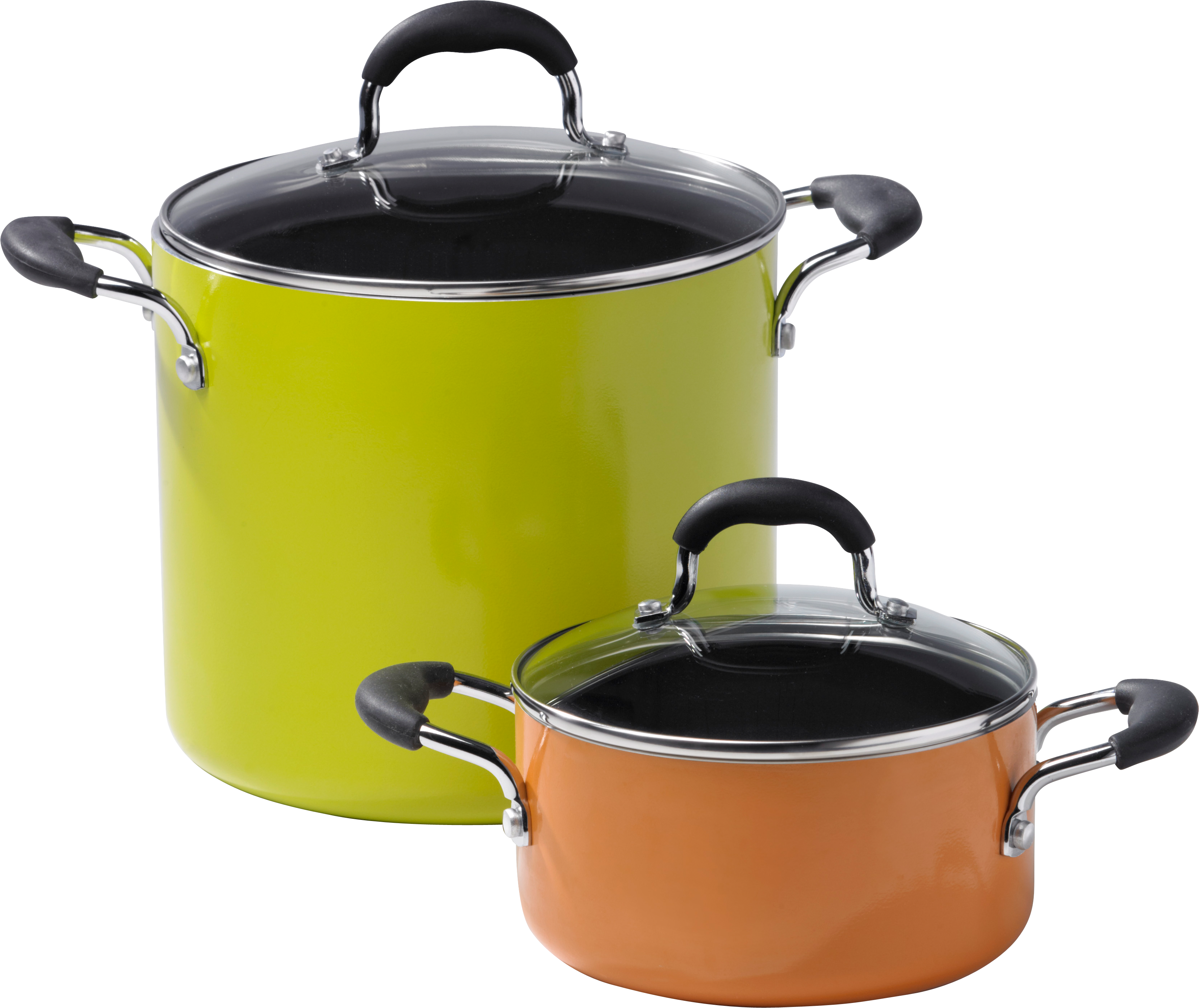 Colorful Kitchen Pots Black Background