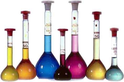 Colorful Laboratory Volumetric Flasks