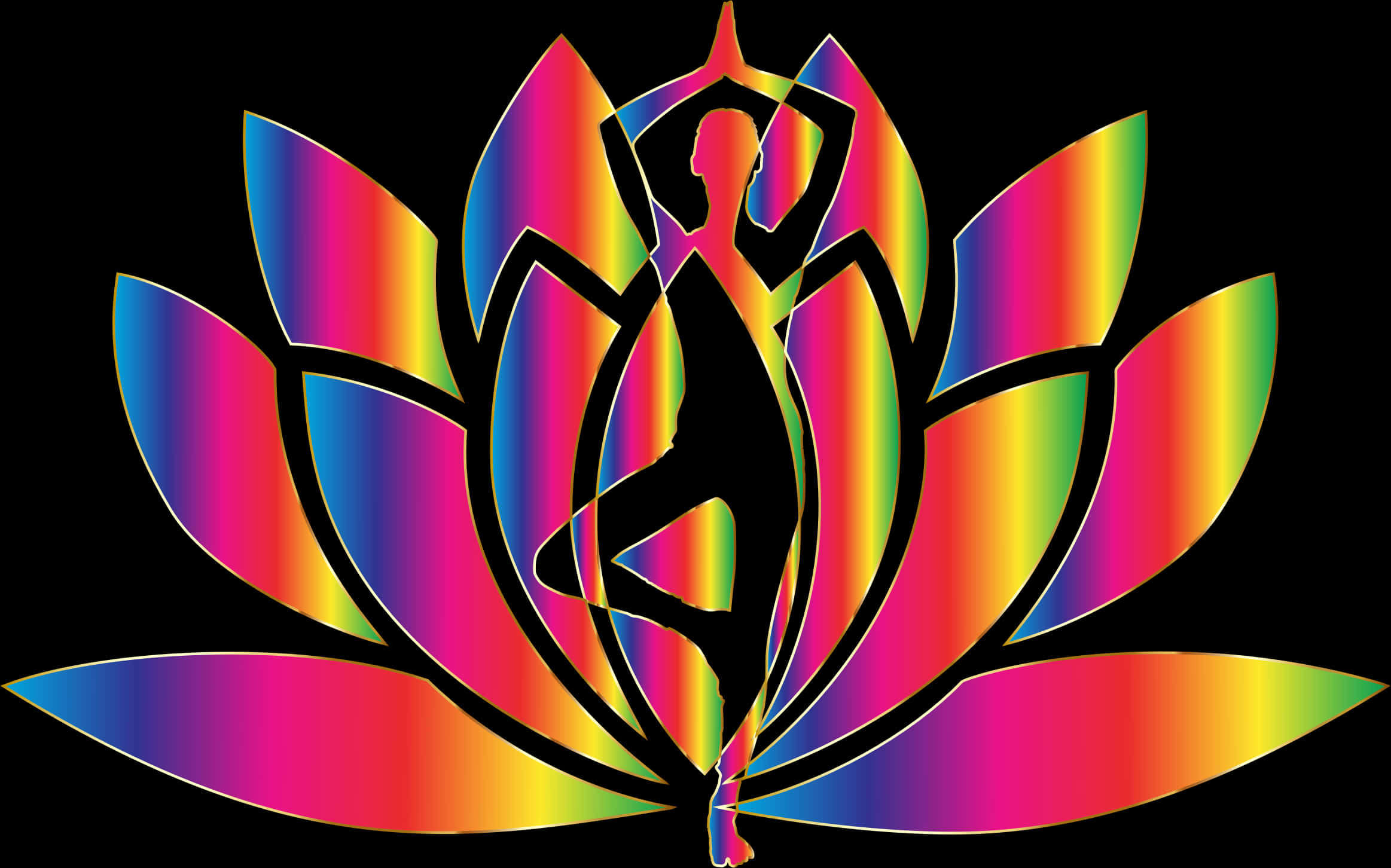 Colorful Lotus Yoga Pose Illustration