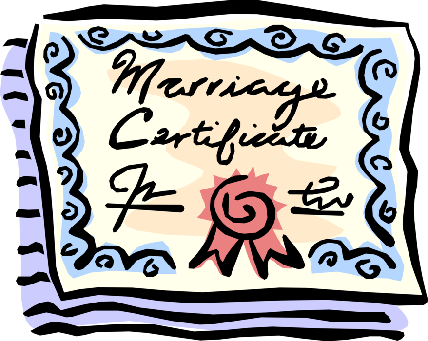 Colorful Marriage Certificate Clipart