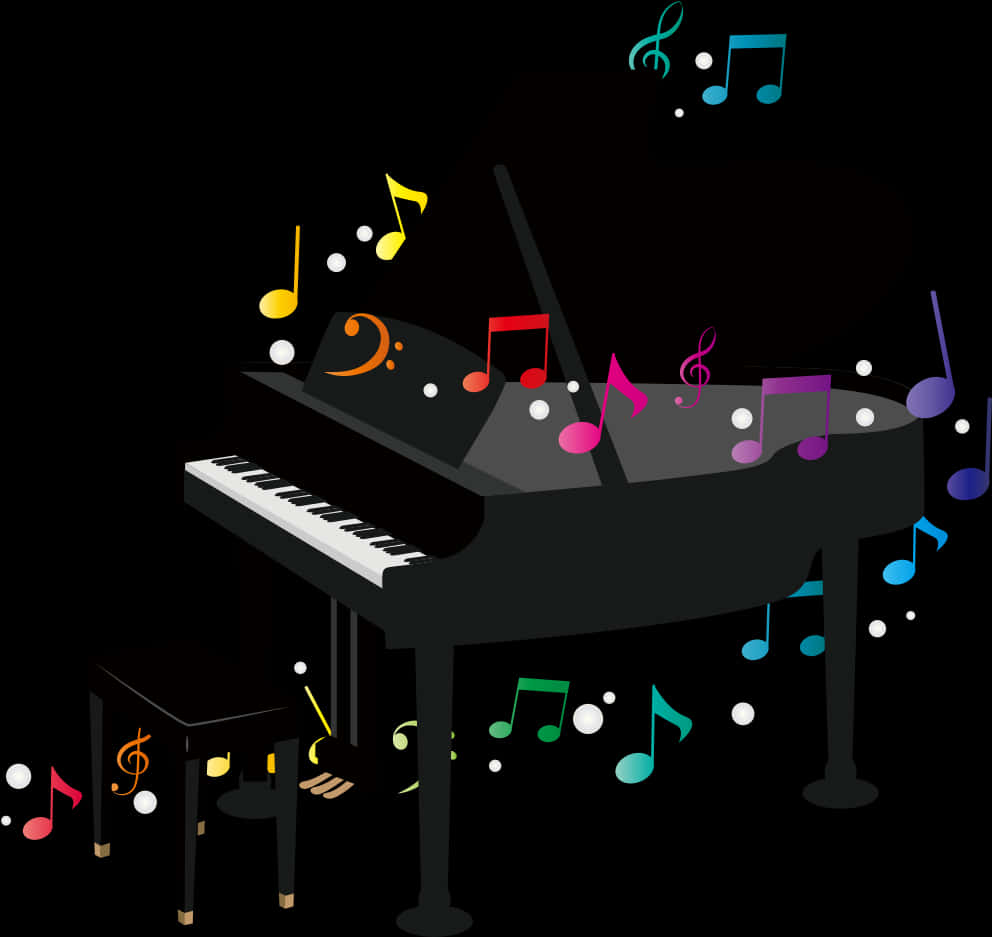 Colorful Melody Piano Illustration