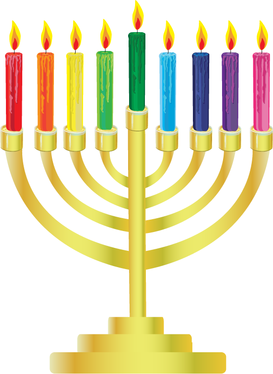 Colorful Menorah Hanukkah Celebration