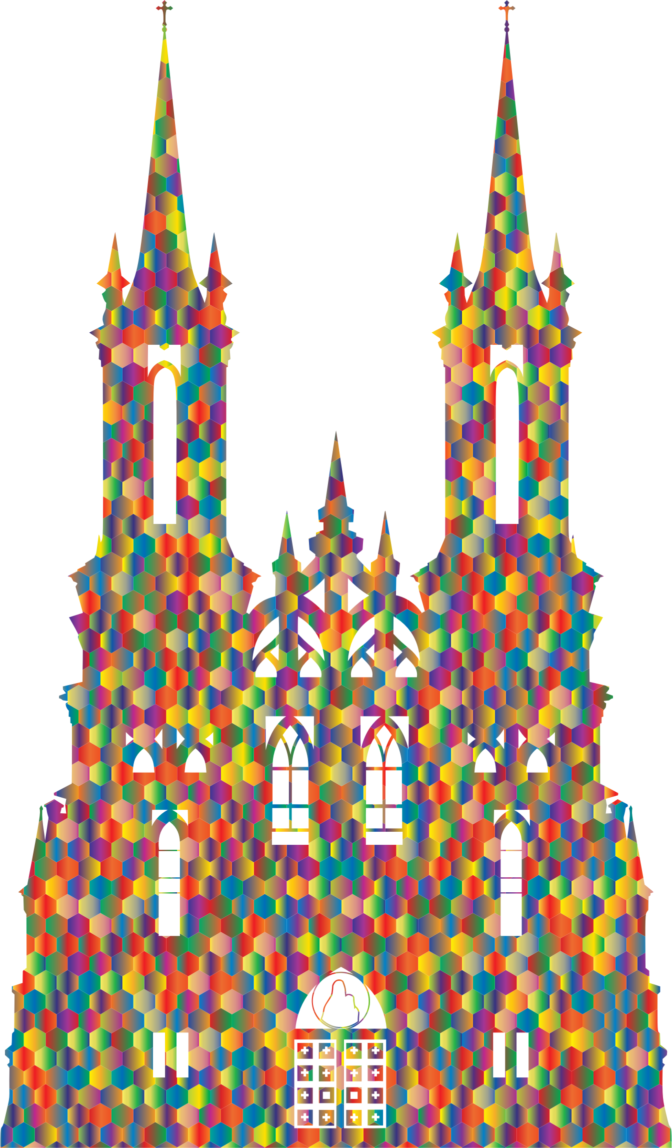 Colorful Mosaic Castle Silhouette.png