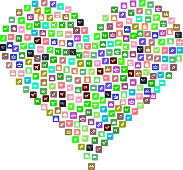 Colorful Mosaic Heart Pattern