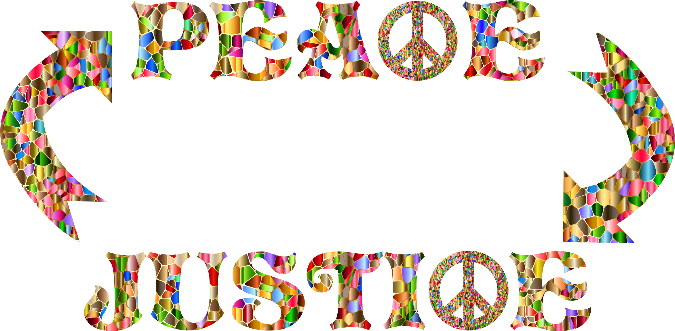 Colorful Mosaic Peaceand Justice Text