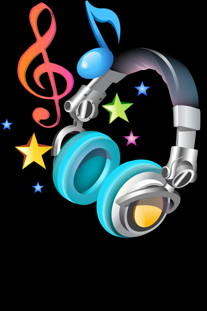 Colorful Music Notesand Headphones