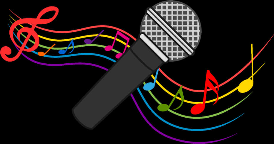 Colorful Music Notesand Microphone