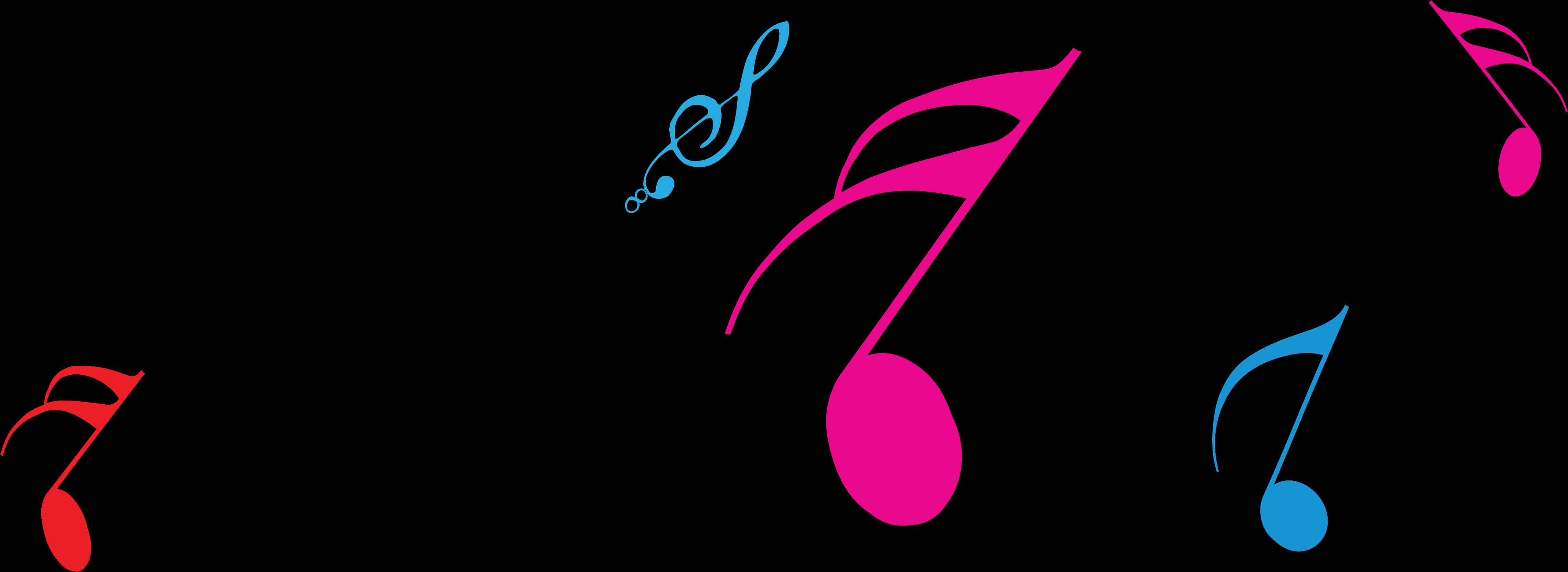 Colorful Music Noteson Black Background