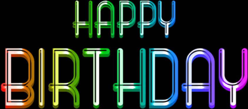 Colorful Neon Happy Birthday Text