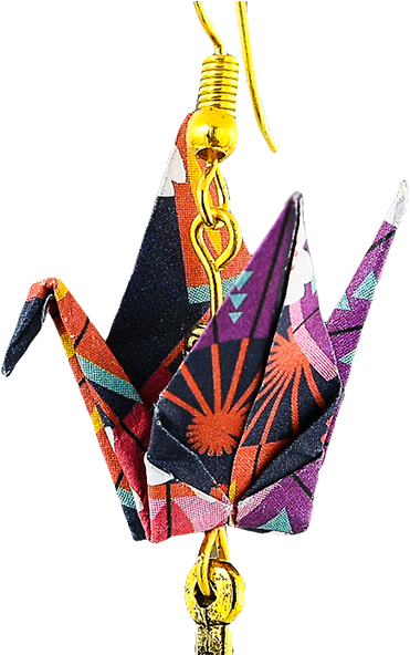 Colorful Origami Crane Earring