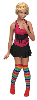 Colorful Outfit3 D Rendered Girl