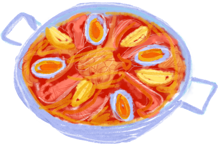 Colorful Paella Drawing