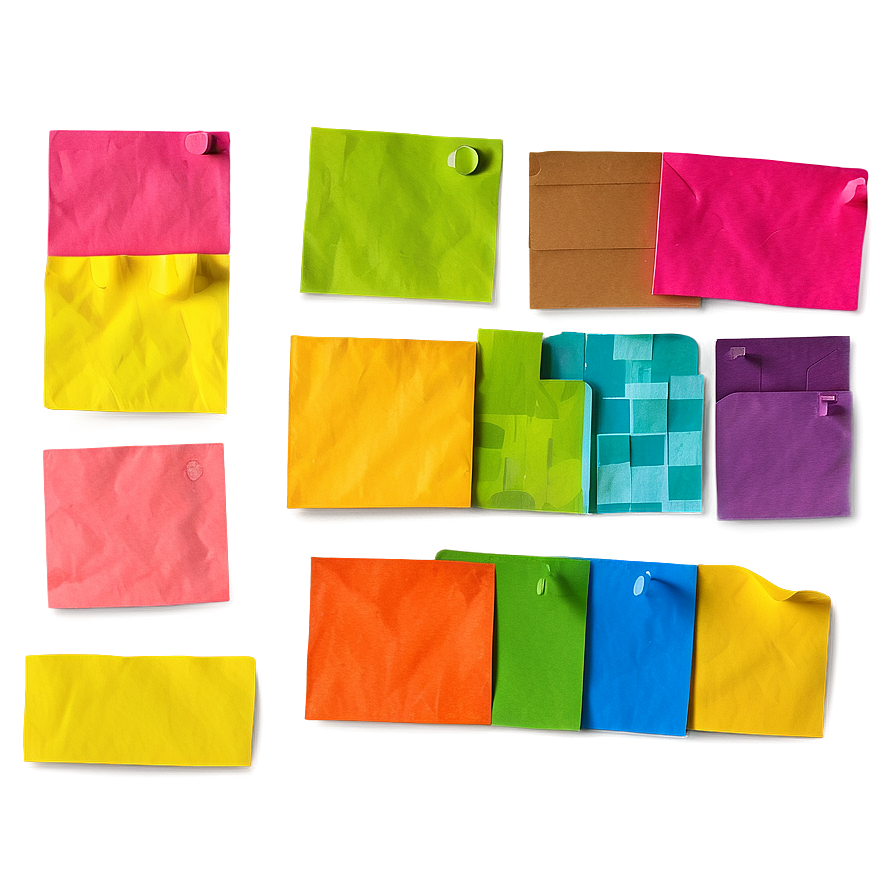 Colorful Paper Note Pieces Png Nji74