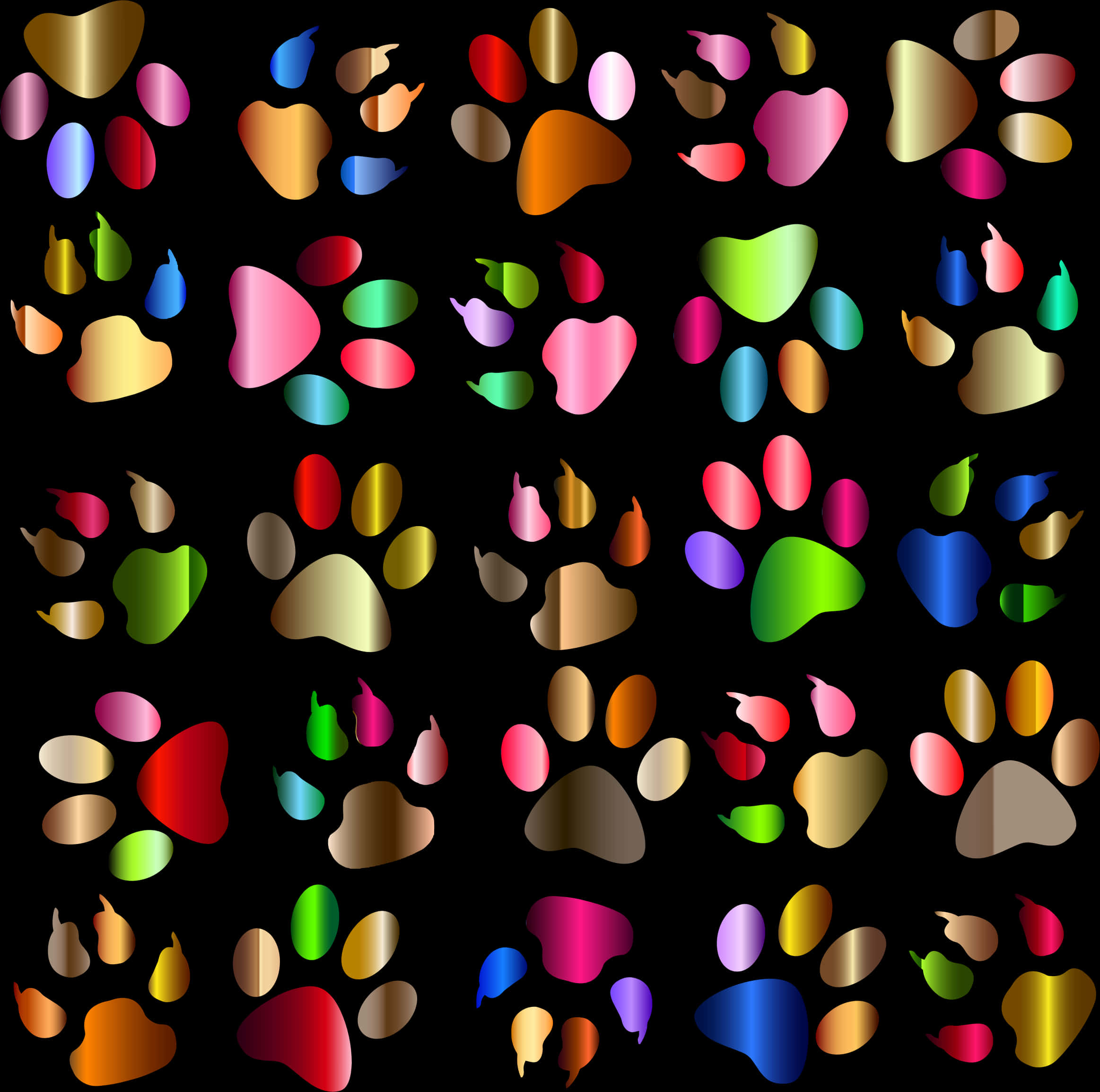 Colorful Paw Prints Pattern