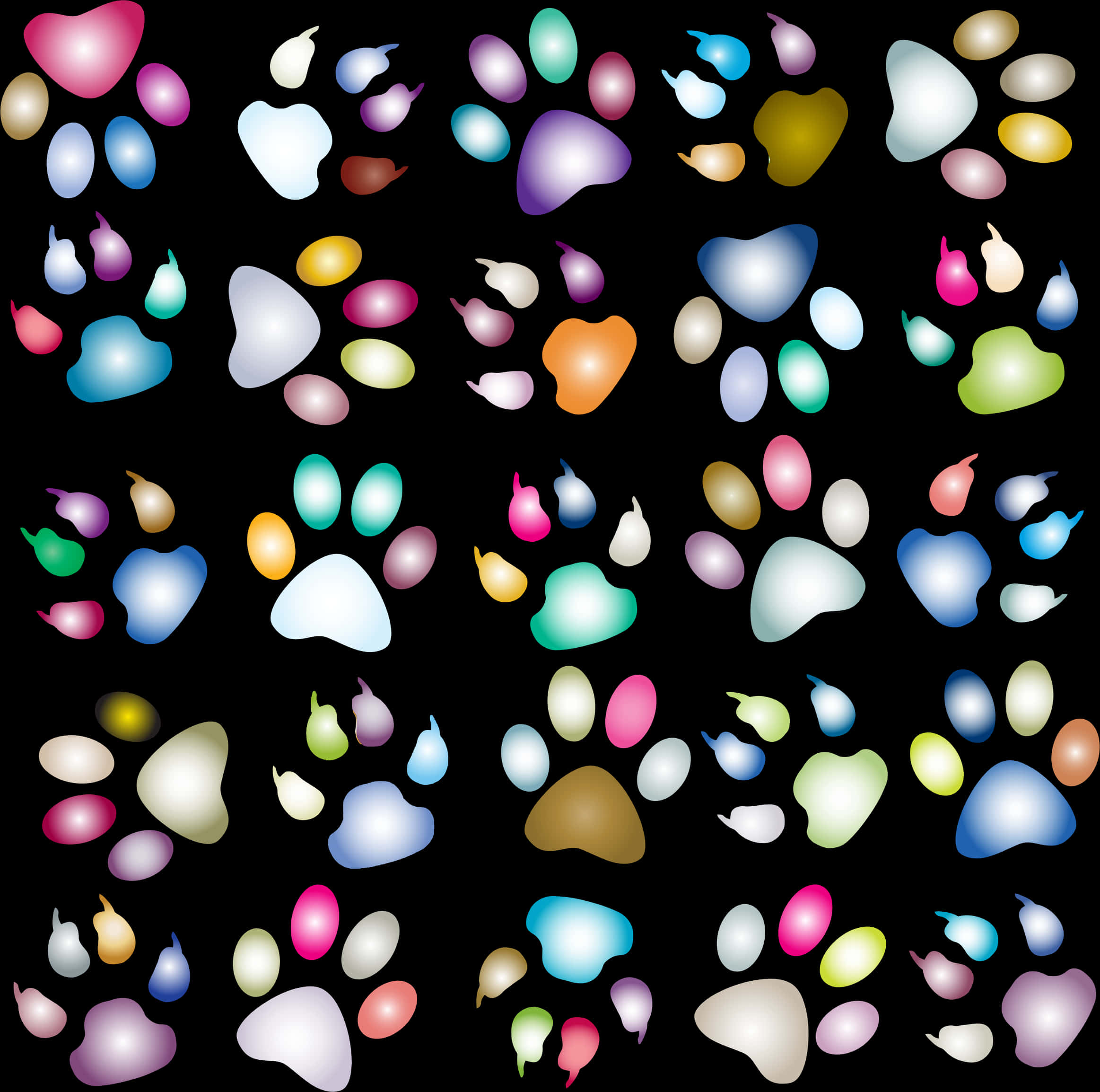 Colorful Paw Prints Pattern